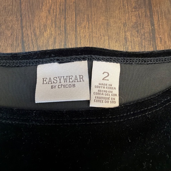 Easywear by Chicos Black Velvet Tunic with sheer hem, Size Large, (2) in Chico's - Picture 6 of 12